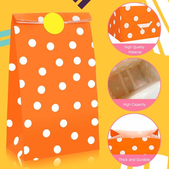 Papiertüten, 40 Stück Geschenktüten Papier Bunt mit 48 Aufkleber, Kraftpapier Tüten für Kindergeburtstag Hochzeiten Partys Weihnachten Geschenk, 24 x 13 x 8 cm, 10 Farben