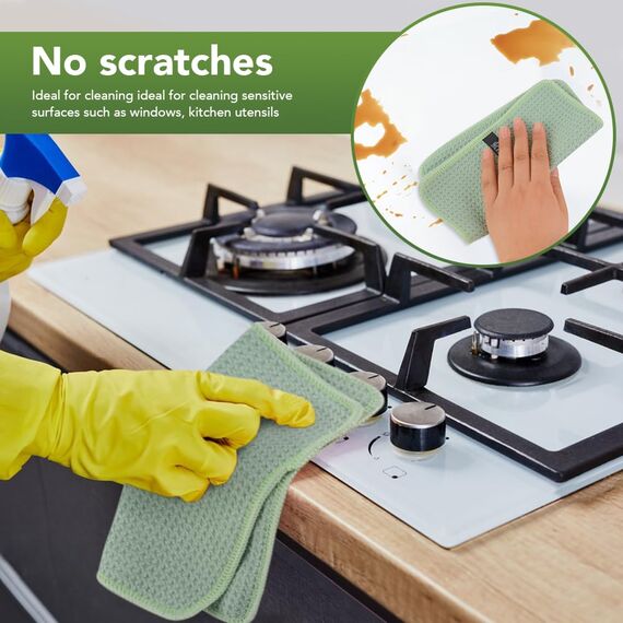 KinHwa Spültuch Grün Spüllappen Waffeltuch Mikrofasertuch waschbar Spültücher für Küche Dicke Putzlappen Fusselfrei 20cmx20cm 6 Stück