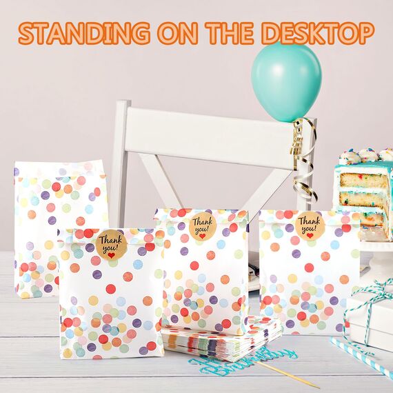 40 Stück Geschenktüten Kindergeburtstag, Mitgebsel Tüten mit 48 Aufkleber, Papiertüten Kindergeburtstag, Geburtstagstüten Kinder, Geschenktüten Klein für Mitgebsel Kindergeburtstag, Hochzeit, Party