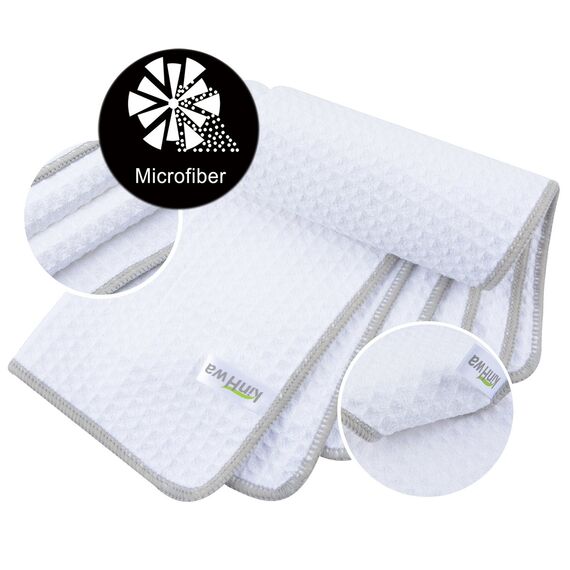 KinHwa Mikrofasertücher Waffeltuch 30cm x 30cm Haushalts Putzlappen Küche Putztücher super saugfähig und dick Geschirrtücher microfaser Spüllappen Mehrzweck 6Stück Weiß