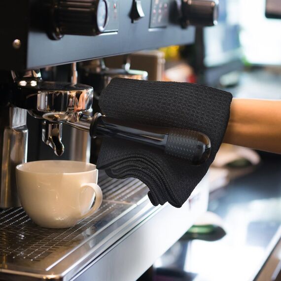 KinHwa Spüllappen schwarz Spültuch Waffeltuch Mikrofasertuch waschbar Spültücher für Küche Dicke Putzlappen Fusselfrei mit Aufhänger 40cmx70cm 3 Stück