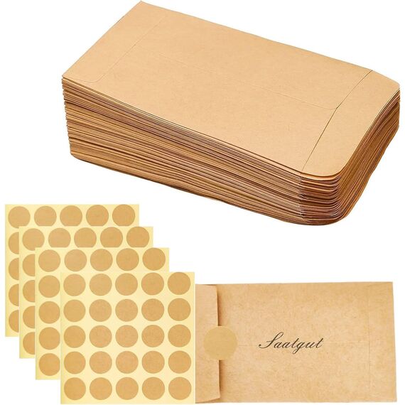 qingmeng Samentütchen, 100 Stück Papiertüten Klein Braun, 6x10cm Saatgut Aufbewahrung, Mini Kraftpapier Tüten zum Befüllen Verpackungstüten Umschläge Geschenktüten Bonbons Süßigkeiten Adventskalender
