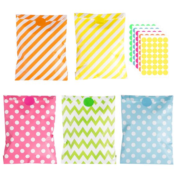 50 Stück Butterbrottüten, Candy bar Tüten Bunt Papiertüten Klein Geschenktüten Klein Mitgebsel Tüten Geschenktüten Kindergeburtstag Ostern Hochzeit Tüten zum Befüllen (175 Aufkleber)