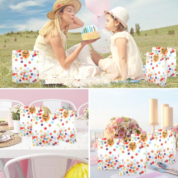 40 Stück Geschenktüten Kindergeburtstag, Mitgebsel Tüten mit 48 Aufkleber, Papiertüten Kindergeburtstag, Geburtstagstüten Kinder, Geschenktüten Klein für Mitgebsel Kindergeburtstag, Hochzeit, Party