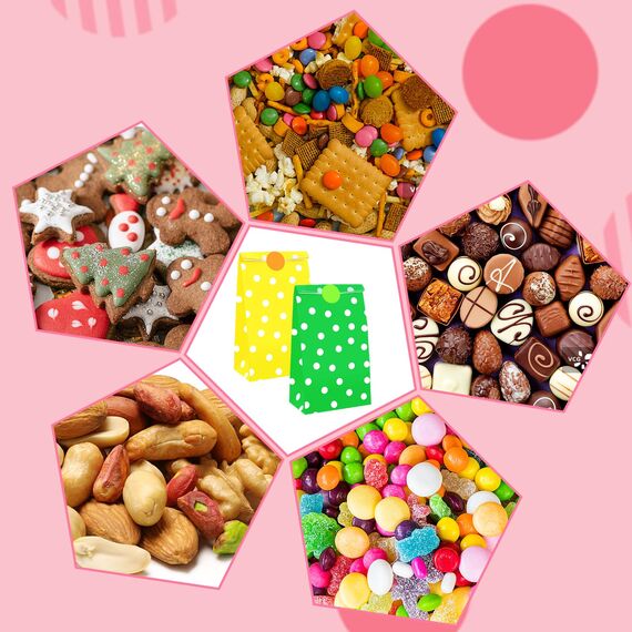 Papiertüten, 40 Stück Geschenktüten Papier Bunt mit 48 Aufkleber, Kraftpapier Tüten für Kindergeburtstag Hochzeiten Partys Weihnachten Geschenk, 24 x 13 x 8 cm, 10 Farben