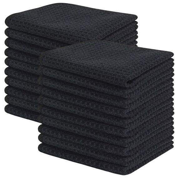 KinHwa Spültuch schwarz Spüllappen schwarz Waffeltuch Mikrofasertuch waschbar Spültücher für Küche Dicke Putzlappen Fusselfrei 20cmx20cm 20 Stück