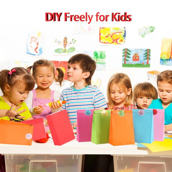 Papiertüten Bonbon Geschenktüten, 20 Stück Bunte Kraftpapier Goodies Geschenktüten mit 20 Stickern zum Verpacken von Geschenken, DIY, Hochzeit, Kindergeburtstag, Weihnachten Osterfeiern