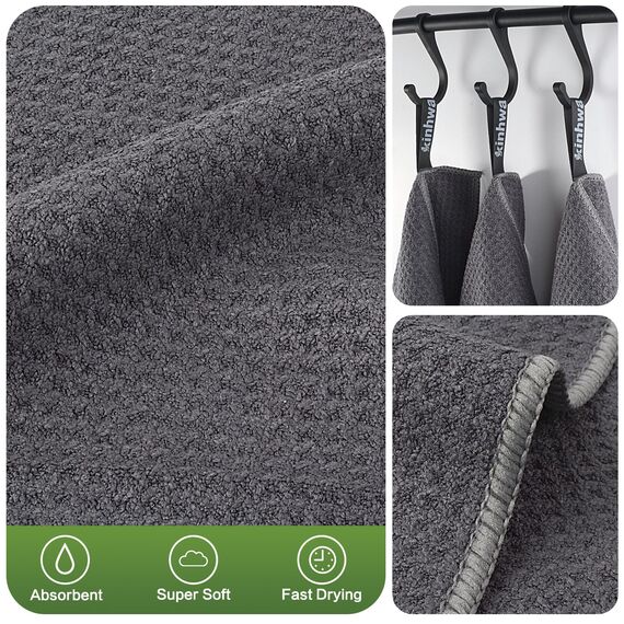 KinHwa Mikrofaser-Reinigungstücher Super Weiche Reinigungstücher Waschbar Saugstark Umweltfreundlich Reißfest Mikrofasertücher Kleine Ananasgitter 30CM x 30CM 6 Stück Grau