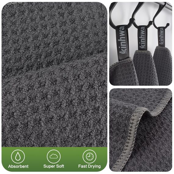 KinHwa Spüllappen Grau Spültuch Waffeltuch Mikrofasertuch waschbar Spültücher für Küche Dicke Putzlappen Fusselfrei 20cmx20cm 6 Stück