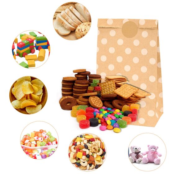 Papiertüten Braun, 20 Stück Geschenktüten Braun Tüten Papier mit 24 Aufkleber, Papiertüten zum Verpacken von Weihnachtsgeschenken, Giveaways, Kindergeburtstagen