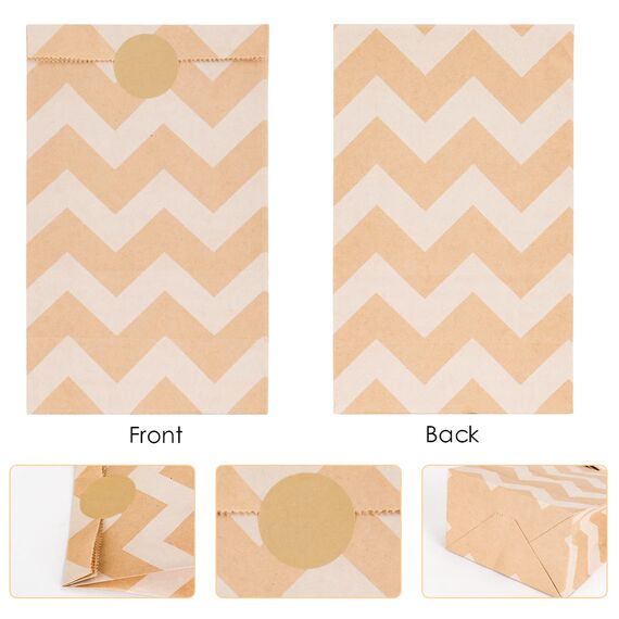 Papiertüten Braun, 20 Stück Geschenktüten Braun Tüten Papier mit 24 Aufkleber, Papiertüten zum Verpacken von Weihnachtsgeschenken, Giveaways, Kindergeburtstagen