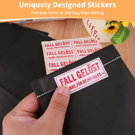 16 Stück Papiertüten zum Befüllen mit 16 Aufkleber Detektiv, Geschenktüten Kindergeburtstag, Geschenktasche Mitgebsel Tüten aus Kraftpapier, Schwarz Fall Gelöst Detektivparty für Junge, Mädchen