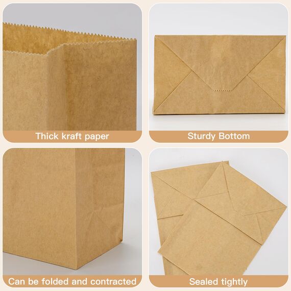 100 Stück Papiertüten Braun, Geschenktüten Braun Tüten Papier, Papiertüten zum Verpacken von Weihnachtsgeschenken, Giveaways, Kindergeburtstagen 18.5 x13.5 x 7.8cm