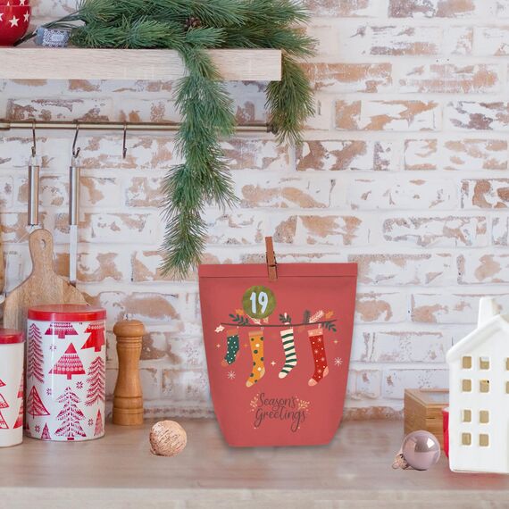 PANSIBY Adventskalender zum Befüllen, 24 Weihnachtskalender Geschenktüten zum Selber Basteln, Papiertüten mit Aufklebern zum Selbst Füllen, Kraftpapiertüten Boho Advents Selbstbefüllen