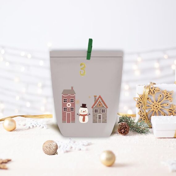 KOHMUI Adventskalender zum Befüllen, 24 Weihnachtskalender Papiertüten zum Selber Basteln, DIY Geschenktüten Kalender zum selber basteln, Kraftpapiertüten Advents Tüten Selbstbefüllen