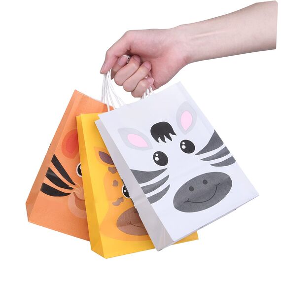 Flintronic Geschenktüten, 18 Stück Tierische Papiertüten Partytüten, Papiertüten Taschen für Kinder Party, Feiern, Baby Geburtstag,Halloween, Weihnachten,Christmas