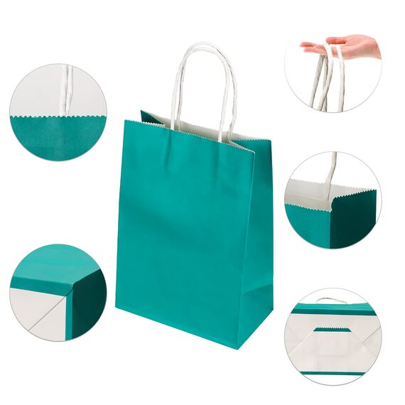 30 Stück Papiertüten 10 Farben Geschenktüten, Kraftpapiertüten mit henkel, Geschenktüten für Hochzeitsfeier, Candy Tüten zum Verpacken von Kindergeburtstag, Party, Geschenken, Feiern(15 x 8 x 21 cm)