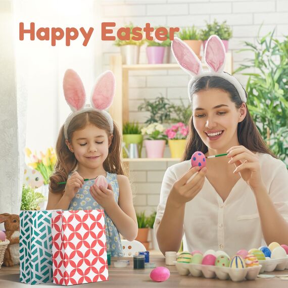 Parmedu Bunte Papiertüten für Geschenke: 48 mittelgroße Geschenktüten - 24*17*8CM mit 48 Stickern, Lebensmittelechte Mitnahme-Tüten für Weihnachten, Feste, Geburtstage, Partys, Hochzeiten, Babypartys