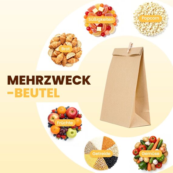 Guheake® Papiertüten 50 Stück Braun - 15 x 27 x 9 cm Kraftpapier tüten Fettdicht Braune Geschenktüten, DIY Weihnachten Adventskalender, Mitgebseltüten, Süßigkeiten, Butterbrottüten