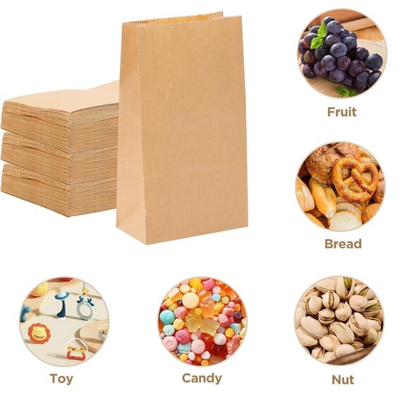 60 Stück Papiertüten Adventskalender Klein, 9x18x5.5cm Geschenktüten Braun Kraftpapier Tüten Mit Aufkleber, Butterbrottüten Mitgebsel Tüten DIY Papiertüten für Weihnachten Hochzeit Geburtstag