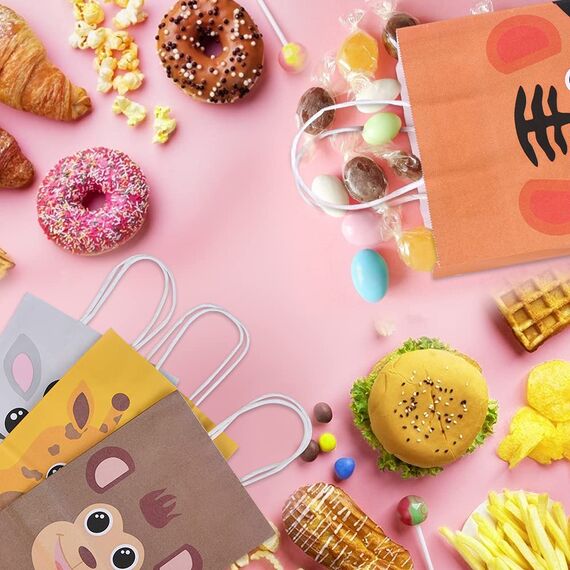 Flintronic Geschenktüten, 18 Stück Tierische Papiertüten Partytüten, Papiertüten Taschen für Kinder Party, Feiern, Baby Geburtstag,Halloween, Weihnachten,Christmas