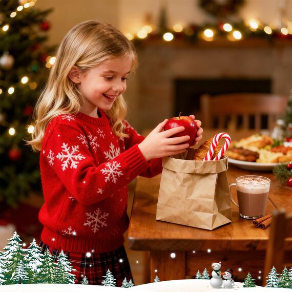 Guheake® Papiertüten 50 Stück Braun - 15 x 27 x 9 cm Kraftpapier tüten Fettdicht Braune Geschenktüten, DIY Weihnachten Adventskalender, Mitgebseltüten, Süßigkeiten, Butterbrottüten