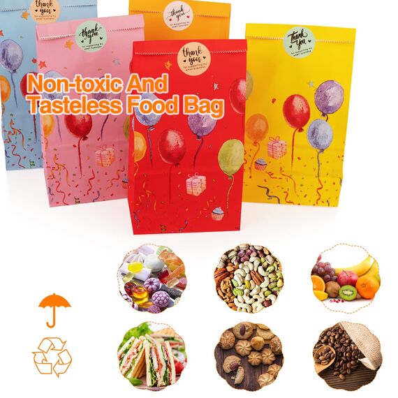 Geschenktüten, Papiertüten, Candybar Tüten, Bunte Geschenktüten Papier, zum Mitgebsel Kindergeburtstag Geschenken, Hochzeit, Party, usw. 24X13X8cm 24 Stück Bunten