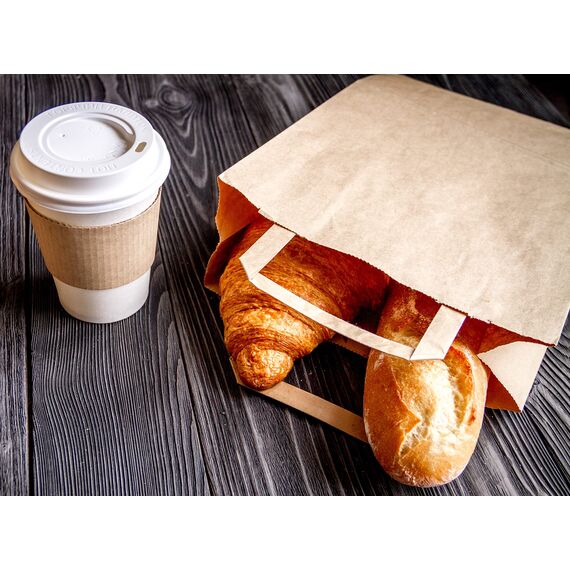 PAKNOR® 50stk Braun Papiertüten mit Henkel - 18 x 23 x 8,5 cm, Papiertragetasche mit Flachgriff, Geschenktüten, Kraftpapiertüte, DIY Adventskalender