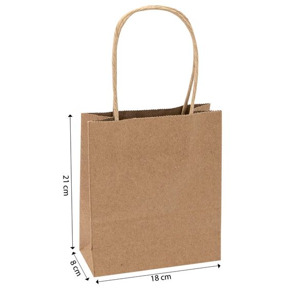 Idena 60057 - Papiertüten, 20 Stück, 18 x 8 x 21 cm, Geschenktüten, Kraftpapier Tüten, Basteltüten zum Verzieren und Verschenken