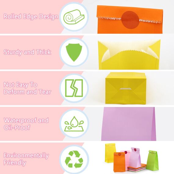 40 Stück Geschenktüten Kindergeburtstag, Mitgebsel Tüten mit 60 Aufkleber, Bunt Papiertüten Kindergeburtstag, Geburtstagstüten Kinder, Geschenktüten Klein für Mitgebsel Kindergeburtstag, Party