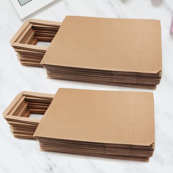 50 Stk Verdickt Papiertragetasche mit Flachgriff, Papiertüten Braun, Papiertüten mit Henkel, Henkeltüten Set, Geschenktüten für Geburtstag, Verpackungen, Weihnachten, DIY adventskalender(23*18*9cm)