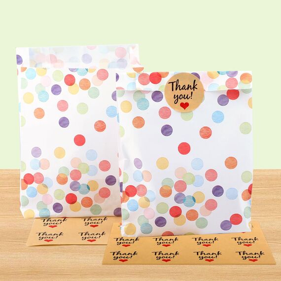 20 Stück Geschenktüten Kindergeburtstag, Mitgebsel Tüten mit 24 Aufkleber, Papiertüten Kindergeburtstag, Geburtstagstüten Kinder, Geschenktüten Klein für Mitgebsel Kindergeburtstag, Hochzeit, Party