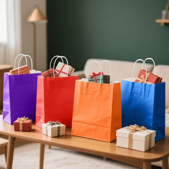 Große Papier-Partytüten, 8 Farben, Geschenktüten mit Griffen, Partygeschenk, Papiertüte, dick für Kinder, Süßigkeiten, Kekse, Feiern, Babyparty, Geburtstag (33 x 26 x 13 cm), 16 Stück