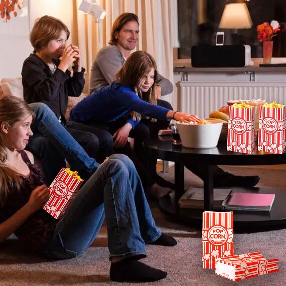 200 Stück Klein Popcorntüten - Rot & Weiß Gestreifte Popcorn Boxen