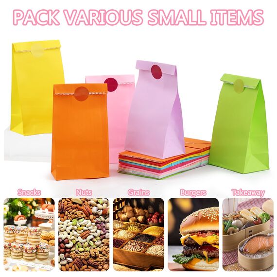 40 Stück Geschenktüten Kindergeburtstag, Mitgebsel Tüten mit 60 Aufkleber, Bunt Papiertüten Kindergeburtstag, Geburtstagstüten Kinder, Geschenktüten Klein für Mitgebsel Kindergeburtstag, Party