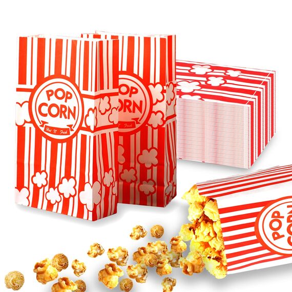 Deepton Klein Popcorntüten - 60 Stück Popcorn Boxen Rot & Weiß Gestreiften