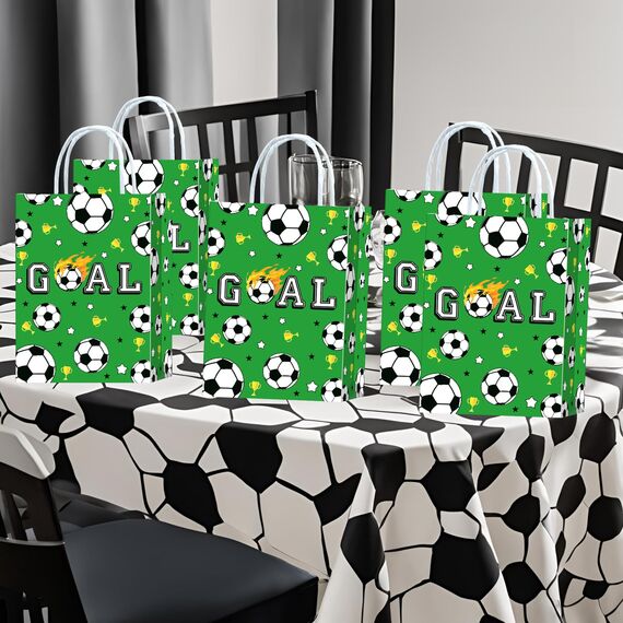 Fußball Party Taschen,10PCS Fußball Papiertüten mit Henkel,Grün Fussball Geschenktüten,Grün Fussball Geburtstag Geschenktaschen,Football Party Bags Tüten Mitgebseltüten Papier Gastgeschenke