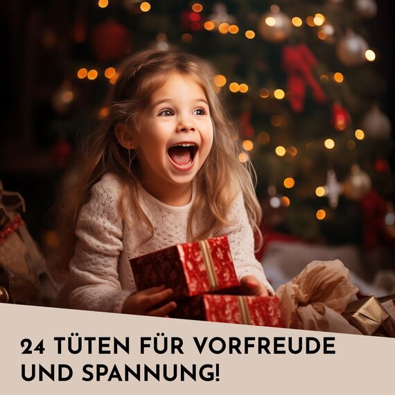 Nordstern Adventskalender zum Befüllen - Geschenktüten Set mit 24 Tüten, Mini Wäscheklammern und Zahlen Aufklebern zum Basteln für Kinder, Frau und Mann