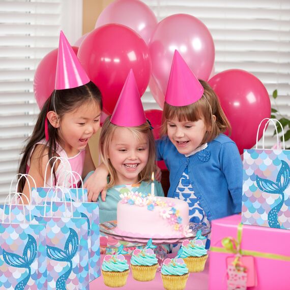 10 Stück Meerjungfrau Geschenktüten Papier,Meerjungfrau Party Taschen mit Henkel,Geschenktüten Bunt für Kindergeburtstag Mädchen,Gastgeschenke Tüten Papiertüten Partytüten Candy Tüten