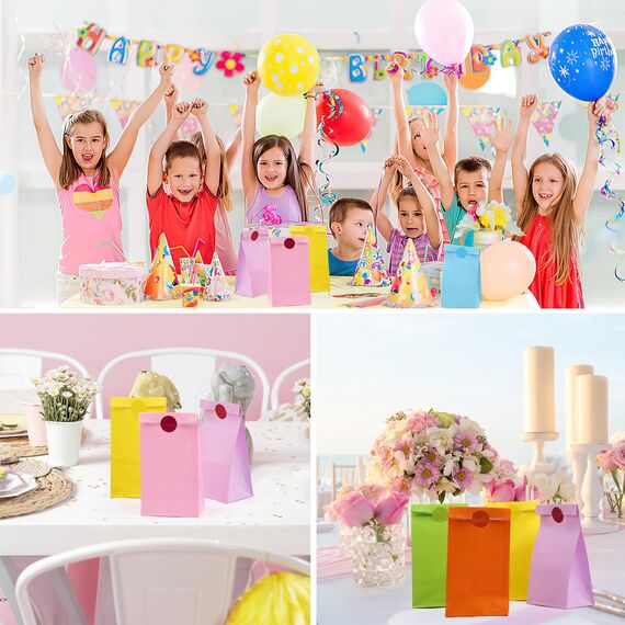 40 Stück Geschenktüten Kindergeburtstag, Mitgebsel Tüten mit 60 Aufkleber, Bunt Papiertüten Kindergeburtstag, Geburtstagstüten Kinder, Geschenktüten Klein für Mitgebsel Kindergeburtstag, Party