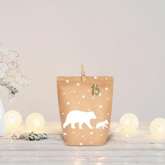 KOHMUI Adventskalender zum Befüllen, 24 Weihnachtskalender Papiertüten zum Selber Basteln, DIY Geschenktüten zum selbst füllen, Kraftpapiertüten Advents Tüten Selbstbefüllen für Kinder & Erwachsene