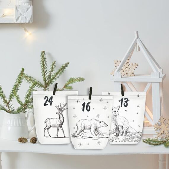 KOHMUI Adventskalender zum Befüllen, 24 Weihnachtskalender Papiertüten zum Selber Basteln, DIY Geschenktüten zum selbst füllen, Kraftpapiertüten Advents Tüten Selbstbefüllen für Kinder & Erwachsene