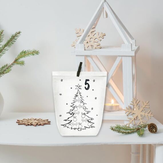 KOHMUI Adventskalender zum Befüllen, 24 Weihnachtskalender Papiertüten zum Selber Basteln, DIY Geschenktüten zum selbst füllen, Kraftpapiertüten Advents Tüten Selbstbefüllen für Kinder & Erwachsene