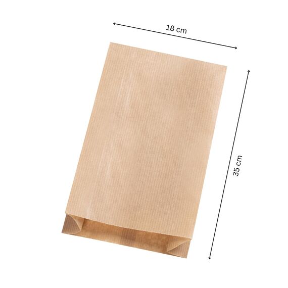 Pakico | 100 Papiertüten Braun 18 x 35 cm | Papiertüten für Süß | Verpackung | Mittagessen | Sandwich | Geburtstag Party | Geschenktüten | Umweltfreundlich | Ökologisch