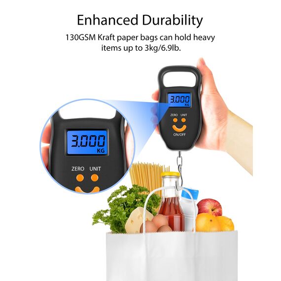 BESCOST Papiertüten, 40 Stück Geschenktüten Weiß, Geschenktüten mit Henkel, 21 x 27 x 11 cm, Papiertüten für Einkaufen, Hochzeiten, Verpackungen, Partys, Geburtstag, Weihnachten, 130 g/m², Weiß