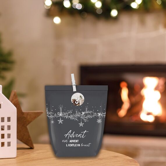 KOHMUI Adventskalender zum Befüllen, 24 Weihnachtskalender Papiertüten zum Selbst Gestalten, Geschenktüten zum Selber Basteln, Elegantem Schwarz und Weiss