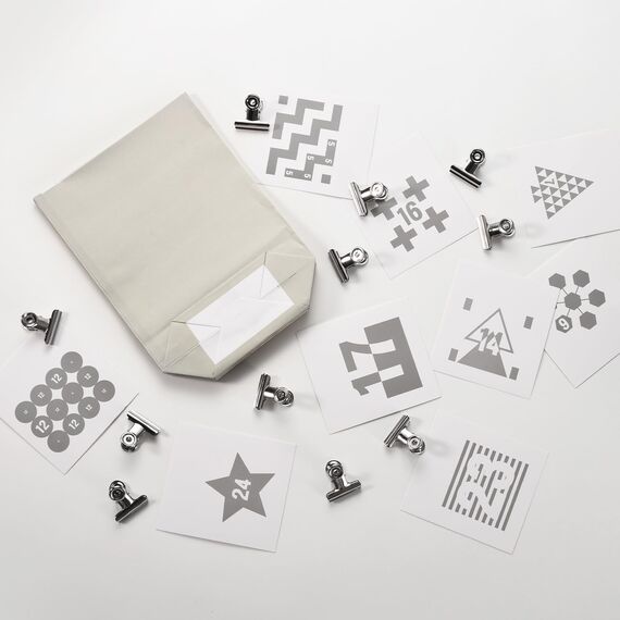 KOHMUI Adventskalender zum Befüllen, 24 Weihnachtskalender Papiertüten zum Selbst Füllen, Zahlen Etiketten mit Geometrische Formen, Geschenktüten zum Selber Basteln