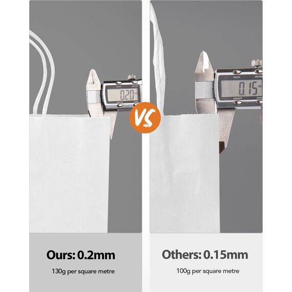 BESCOST Papiertüten, 40 Stück Geschenktüten Weiß, Geschenktüten mit Henkel, 15 x 8 x 21 cm, Papiertüten für Einkaufen, Hochzeiten, Verpackungen, Partys, Geburtstag, Weihnachten, 130 g/m², Weiß