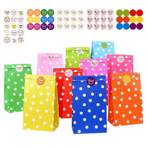 50 Stück Geschenktüten Kindergeburtstag,Tüten kindergeburtstag mit 63 Aufkleber,Papiertüten Kindergeburtstag,Geschenktüten Klein für Mitgebsel Kindergeburtstag,Hochzeit,Party