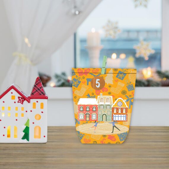 KOHMUI Adventskalender zum Befüllen, 24 Weihnachtskalender Papiertüten zum Selbstbefüllen, Adventstüten mit Zahlen Aufkleber zum Selber Basteln